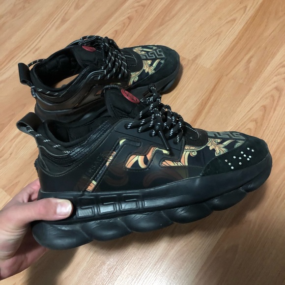 Versace Chain Reactions- Black, Gold And White Size 10 - Picture 2 of 5